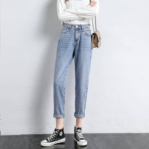 Women Clothing 2021 new Classic Bleached Washed Denim Trousers Summer Fashion Ankle-Length Low-Rise Apear Thin Street Retro