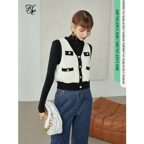 FANSILANEN Vest Women Womens Knitted Vest Short Contrast Color Vest Sleeveless Jacket Women Cropped Sweater Vest Waistcoat