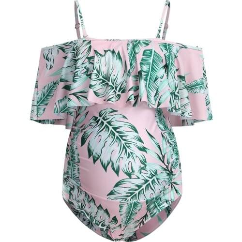 Maternity Tankinis Women Ruffles Leaf Bikinis Swimsuit Beachwear summer Pregnant Suit sexy fashion Print Bikinis for bech 2020