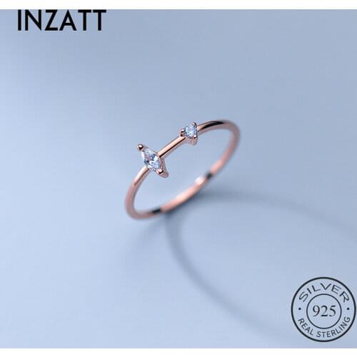 INZATT Real 925 Sterling Silver Zircon Round Cross Adjustable Ring For Women Fine Jewelry Hiphop Minimalist Accessories