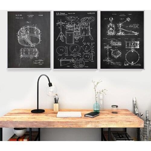 Snare Drum Patent Dyna Sonic Drummer Art Poster Print Music Room Home Decor Vintage Blueprint Canvas Painting Picture Gift idea