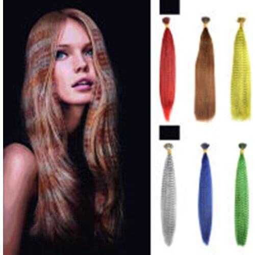 10pcs/pack Colorful Charming Feathers Hair Extensions Long Straight Hairdressing Supplies feather hair extension hair bundle