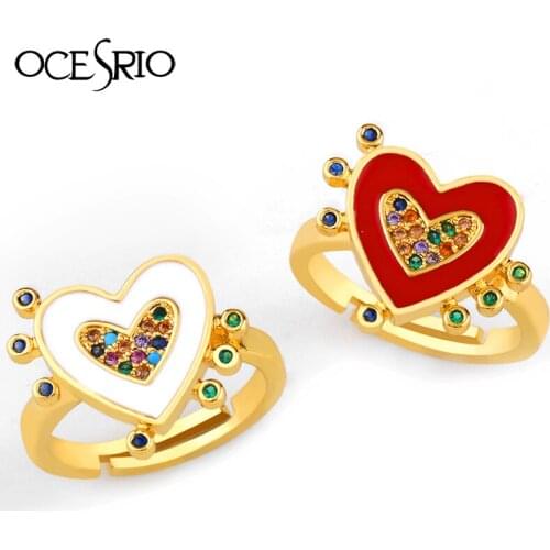 2021 Luxury Female Gold Heart Rings CZ Cubic Zirconia Open Adjusted Ring Turkish Lucky jewelry anillos mujer ojo rig-j02