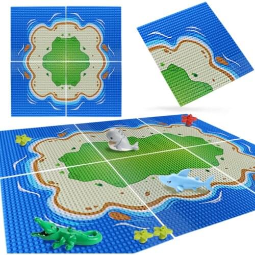 32*32Dots Classic Mini Size Baseplate Island Seaside Baseplates DIY Building Blocks Base Plate Bricks Toys For Children Gifts
