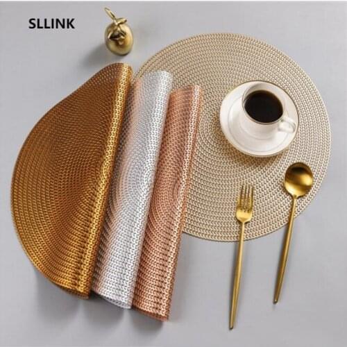 4PCS Leaf Placemats Restaurant Round Environmental Friendly PVC Hollow Meal Pads Anti-hot Dining Table Set Weave Pattern Mats
