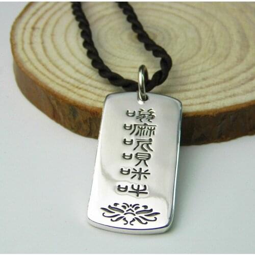 925 sterling silver card hanging drop and six words pendant Buddha