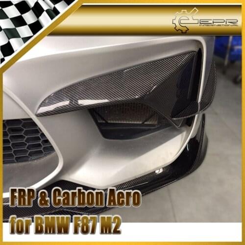 Car-styling Carbon Fiber A-Style Front Bumper Canard 4pcs (Real M2) Glossy Fibre Auto Body Kit Trim Accessories For BMW F87 M2
