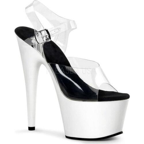Transparent white platform sexy sandals handmade unusual womens high heels 15cm Sandals