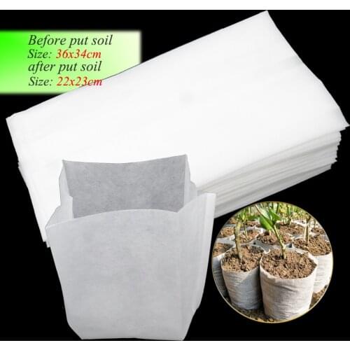 MUCIAKIE 50PCS 36x34CM Degradable Breeding Bag Non-woven Fabric Plant Tree Seedling Root Grow Control Growing Protective Bags
