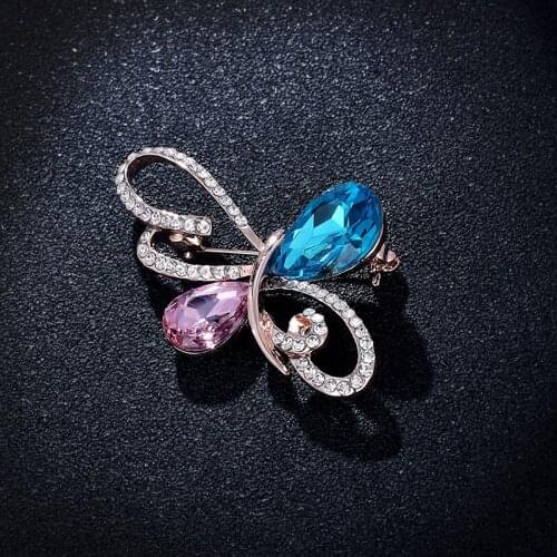 New Geometric Women‘s insect brooch color Austrian crystal butterfly brooch Christmas wedding jewelry sweater pin accessory gift