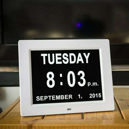 8 Languages Digital Day Clock Led Calendar Day/week/month/year Alarm Clock For Elderly Dementia Vision Impairment Home Decor