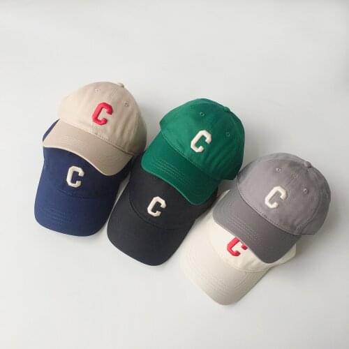 2021 Korean children hats spring and autumn thin boys and girls letter embroidery caps solid color baseball caps 50-52cm