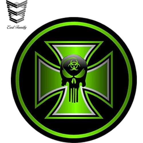 EARLFAMILY 13cm x 13cm Car Styling Zombie Iron Cross Decal Car Sticker Bio Sniper Skull Funny Bumper Doors Windows Accessories