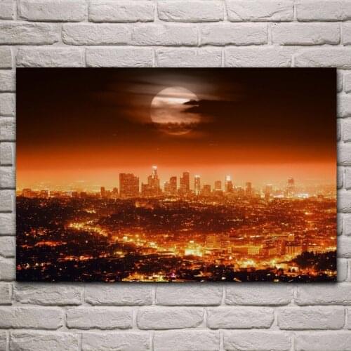 Los Angeles city night landscape lights moon posters on the wall picture home living room decoration for bedroom KE588