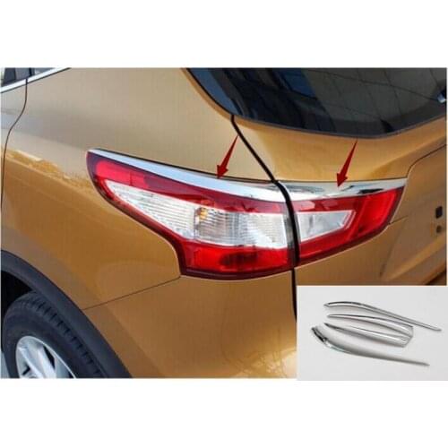 For NISSAN QASHQAI J11 2014 -2017 Chrome Rear Tail Light Lamp Eyebrow Trim Cover Garnish Moulding Eyelid Accessories trim 4pcs