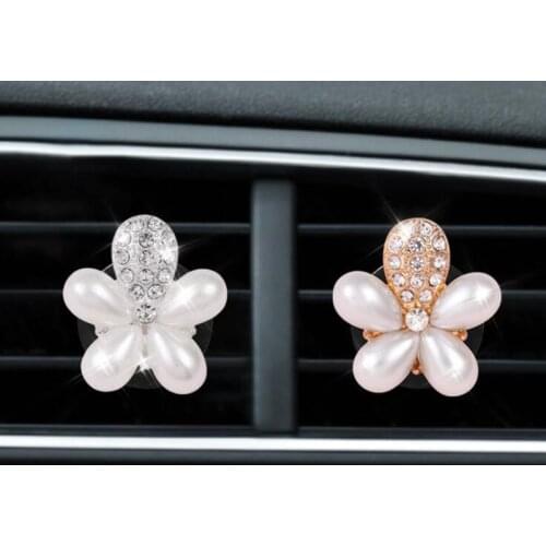 Inlay Water Flowers Perfume Bottle Car Air Freshener Interior Accessories Diamond Perfume Bottle Car Air Vent Clip Fragrance
