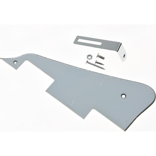 KAISH White 3 Ply with Chrome Bracket LP Guitar Pickguard Scratch Plate fits LP