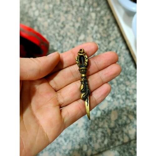 CHINA antique brass fengshui Buddhist ritual implements small Statue Metal crafts family decorations Necklace pandent