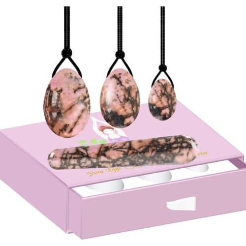 Rhodonite Yoni Egg Massage Ben Wa Ball Yoni Wand for Women Pelvic Floor Muscle Kegel Exercise Natural Jade Stone Massage Ball