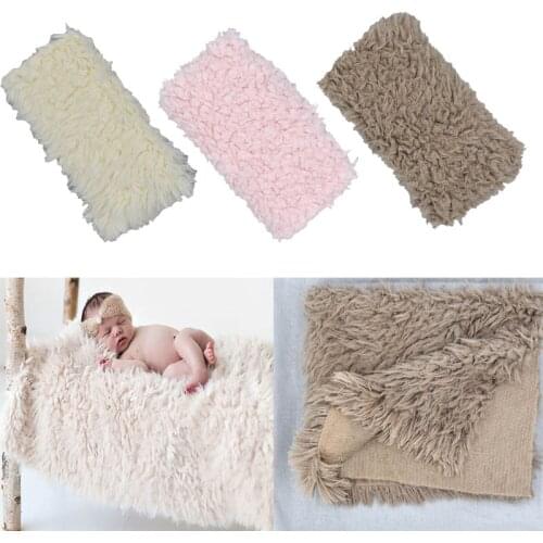 Faux Fur Fashion Blanket Newborn Photography Prop Baby Blankets & Swaddling for Basket Stuffer Props Photo Studio Props 50x50cm