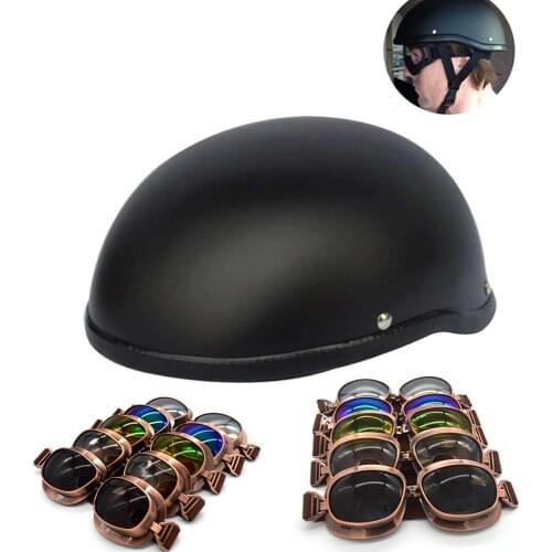 Unisex DOT Retro Motorcycle Helmets goggle Matte Black German Half Face Helmet Chopper Cruiser Biker WWII vintage Helmet M/L/XL