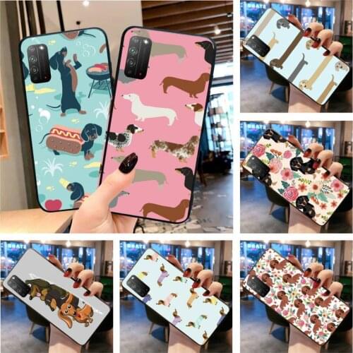 Cartoon Dachshund Sausage Dog Phone Case for Huawei Honor 30 20 10 9 8 8x 8c v30 Lite view 7A pro
