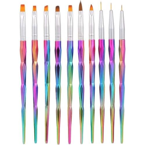 10pcs Nail Art Brush Kit UV Gel Nail Builder Brush Nail Art Tips Design Nail Painting Brush Drawing for Home and Salon Use