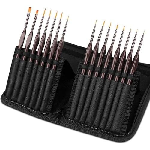 Detail Paint Brush Set,15Pcs Miniature Painting Brushes Kit,Professional Mini Fine Paint Brushes Set