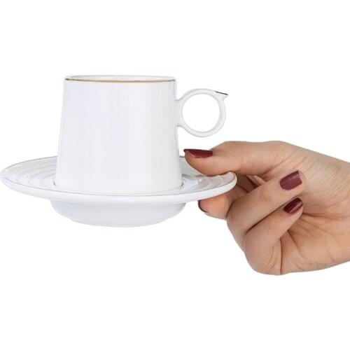 Karaca Tiryaki 2 Person Coffee Cup Set Doble Turkish Coffee Espresso 2 Coffee Cups + 2 Saucers Made in Turkey %100 Original