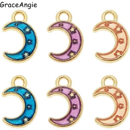 30pcs/pack Enamel alloy Moon Star Alloy Necklace Pendant Earrings Accessories Handmade Anklets Bracelet Collar Charms Findings