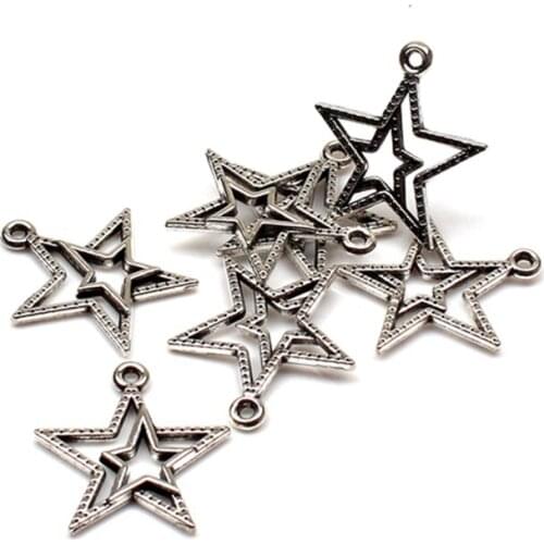 12pcs Charms star pentagram 23*20mm Antique Making pendant fit Vintage Tibetan Silver,DIY bracelet necklace Handmade