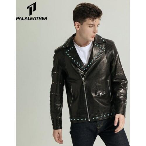 Casual Vegetable Tanned Goatskin Sapphire Moto Jacket