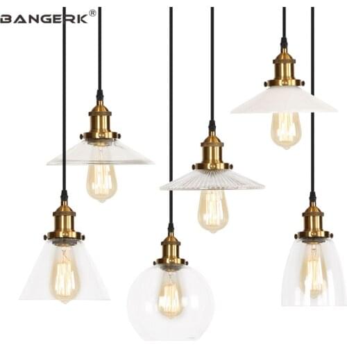 Industrial Vintage Glass Pendant Lamp LED Loft Style Edison Bronze Iron Hanging Light Home Decor Lighting Droplight Luminaire