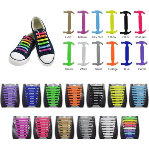 12Piece / Set Shoelaces without Ties Athletic RunningTie Elastic Silicone Shoelaces for Sneakers Zapatillas Shoe Lace Rubber