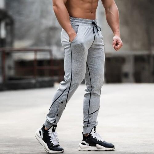Summer Quick dry Elastic loose Men Running Pants basketball bottom half Button Training Trousers Jogging Fitness Gym Workout