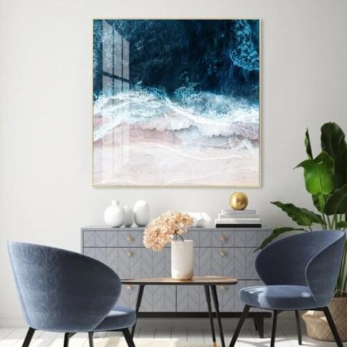 Modern Blue Sea Wave Scene Inspiring Canvas Paintings Wall Art Print Poster Pictures for Living Room Office Decorative No Frame