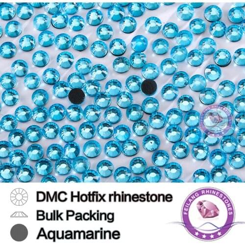 SS16 200Gross/bag Aquamarine Bulking Packing DMC HotFix Rhinestone For Garments Bags And Shoes Crystals Strass Stones DIY