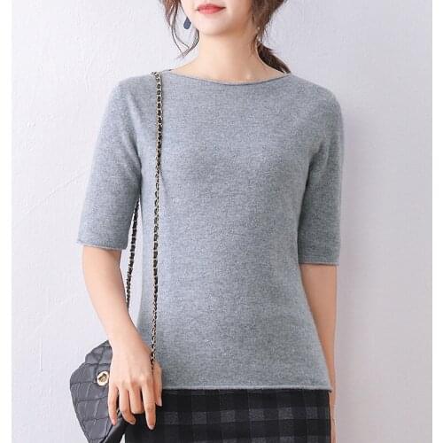 Loose Women Sweaters Knitwears Irregular Sweaters Super Elastic 100% Wool Knitting Pullovers Hot Sale Slash Neck Sweaters