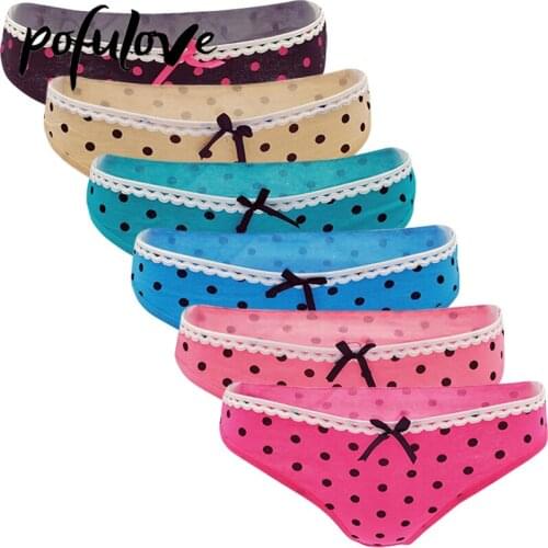 6 Pcs/Set Dot Thong G String Sexy Lingerie Underwear Women Cotton Pink Panties Seamless Panty Kawaii Briefs Plus Size Underpants