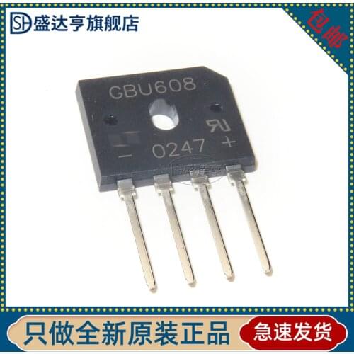10Pcs/Lot GBU608 MARKING:GBU608 DIP4 RectifyingBridge pile 6A 800V