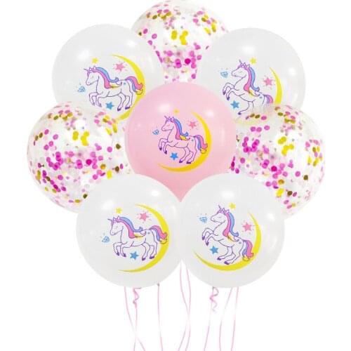 12 Inch Unicorn Golden Confetti Balloon Decoration Color Printing Unicorn Latex Globos Set Wedding Decoration Baby Shower