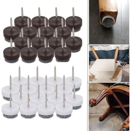 MroMax 16/26/36/46pcs Hot Felt Foot Nails CB-14 Plastic+Metal White/Brown/Black 17mm Felt Nails Total Height 24mm Cap Height 9mm