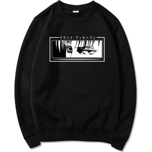 2021 Kawaii Men Hip-hop Clothing Hoodeds Women Loose Crewneck Pullover Anime Attack on Titan Levi Ackerman Eyes Print Sweatshirt