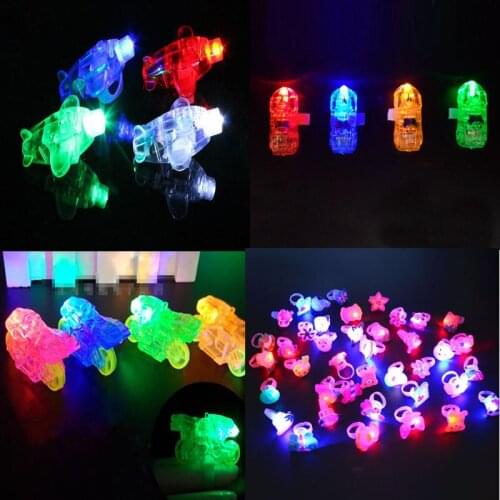 50 Pcs LED Finger Ring Luminous Colorful Laser Cartoon Projection Lamp Wedding Holiday Party Decoration Christmas Children Toy