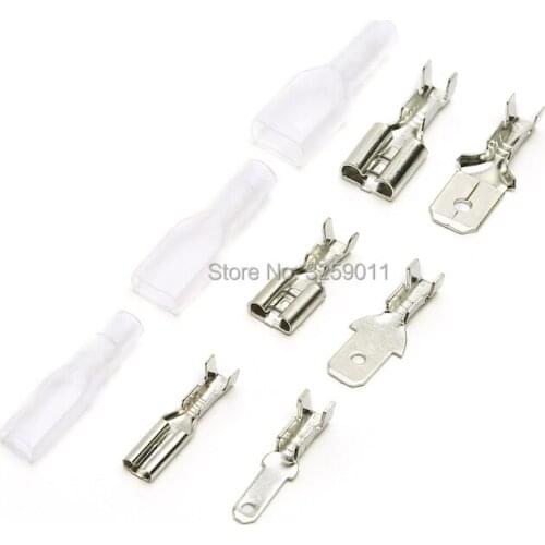 600PCS Brass Boat Car Speaker Circuit Board Connector Plug Spring Tinned Fittings Crimp Terminal With Transparent Sheath Kit