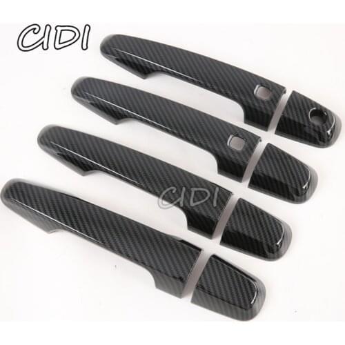 ABS Carbon Fiber Black Door Handle Covers Trims For Mitsubishi Triton L200 Strada Fiat Fullback 2015 2016 2017 2018 2019 2020