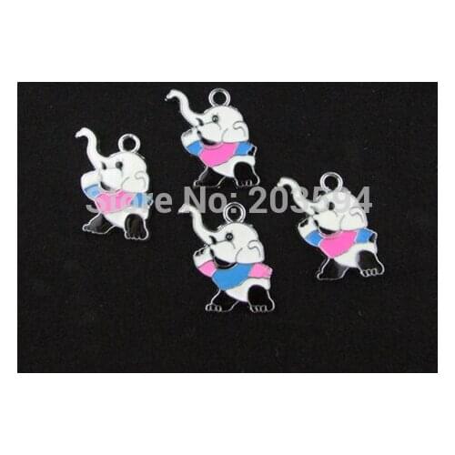 AE135 100Pcs Mixed Enamel Alloy elephant Charms Pendants DIY Jewelry Findings 32x20mm bead