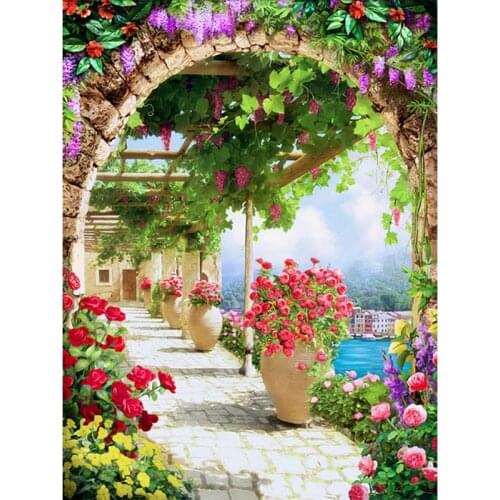 5D DIY Diamond Painting Garden Landscape Cross Stitch Kit Full Drill Square Embroidery Mosaic Art Picture of Rhinestones Decor