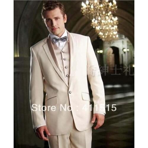 FREE SHIPPING/Custom Beige WEDDING Groom WEAR DRESS/Notch Lapel Best Man Groomsmen Men Wedding TUXEDO,SUIT/men suit wedding