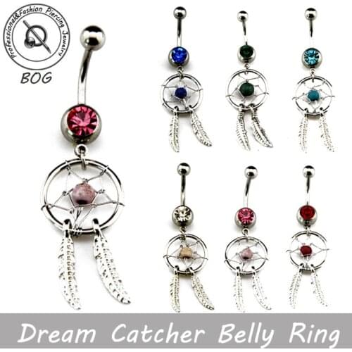 BOG-Lot 10 Pieces 316L Surgical Steel Dream Catcher Belly Navel Button Ring Body Jewelry Piercing